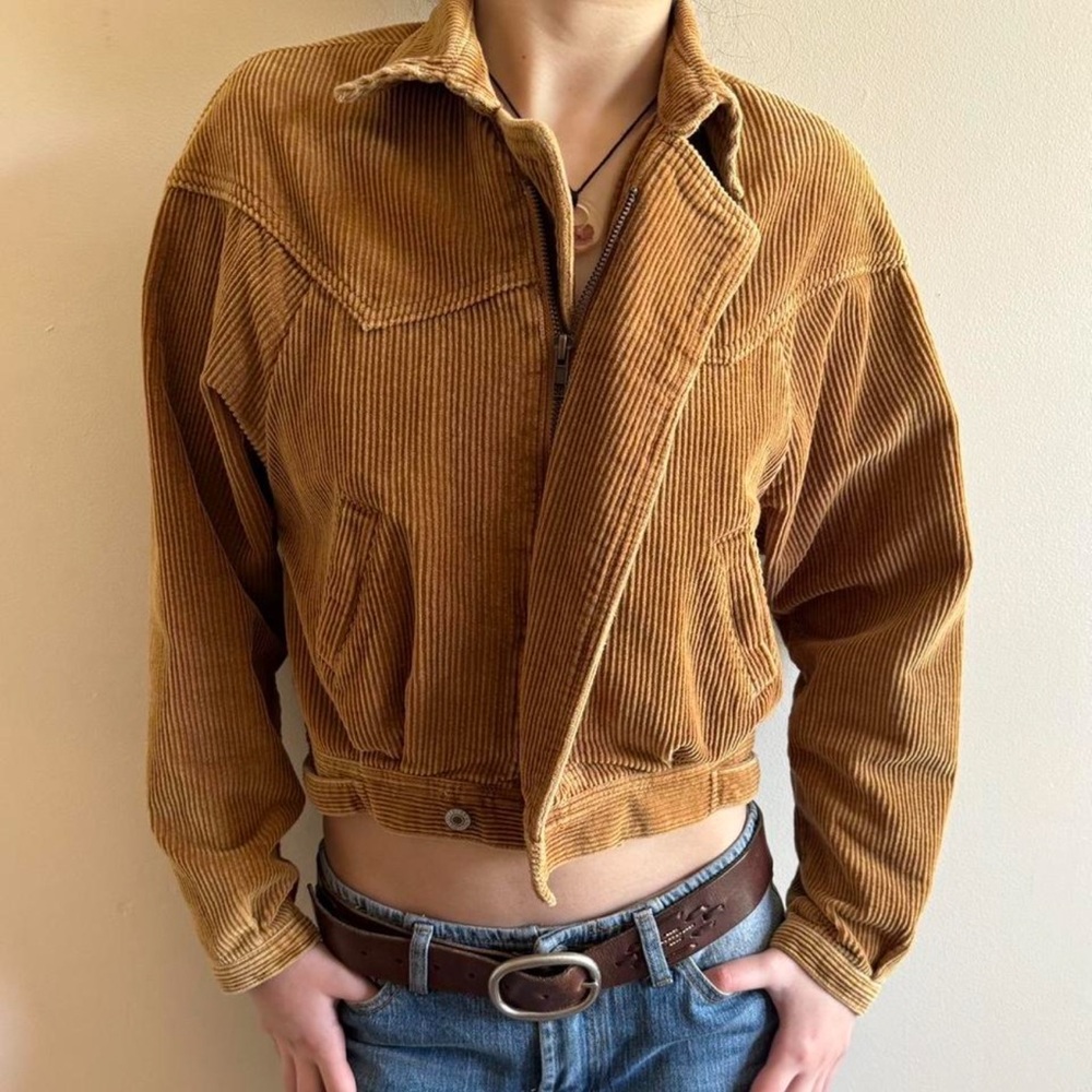 Brandy Melville Tan Corduroy Bomber Jacket
